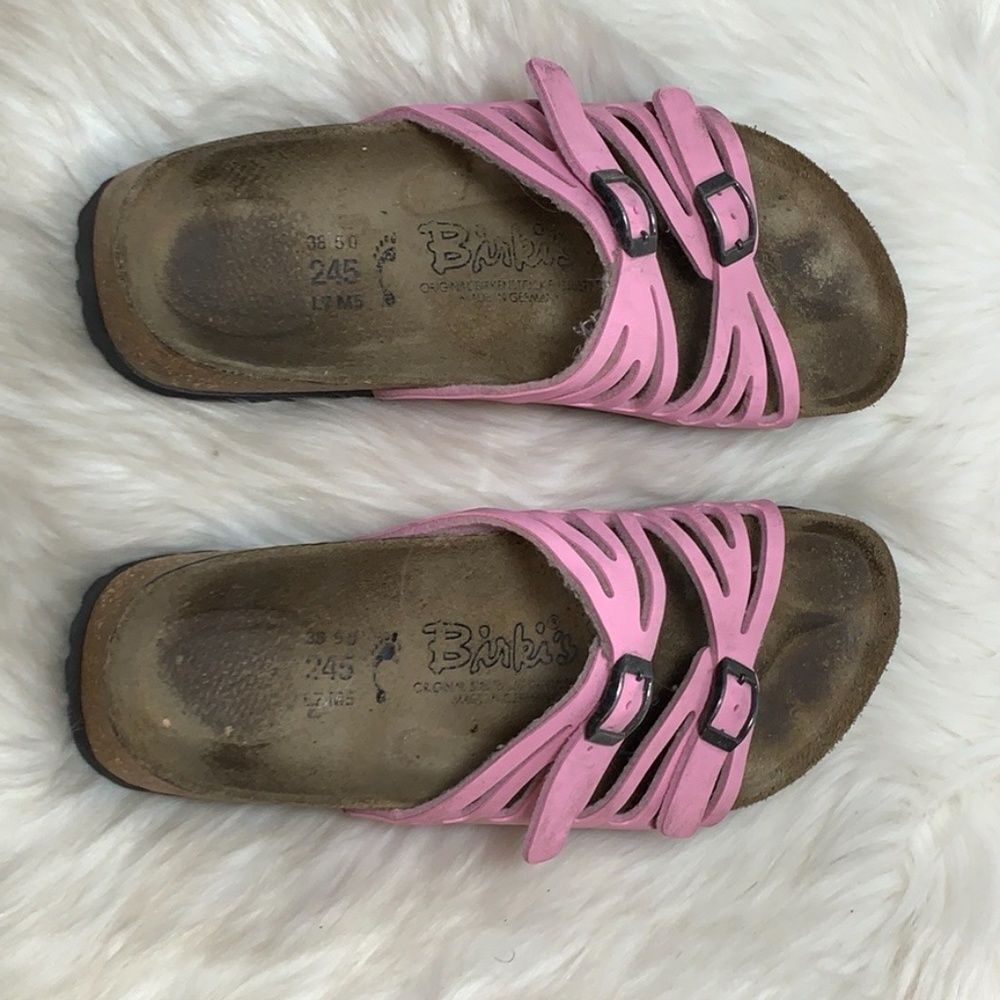 Birki's Pink Leather Strappy Sandals 245 Sz 7 - Picture 5 of 5